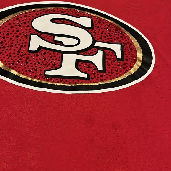 PINK - Victoria's Secret San Francisco 49ers NFL Red Gold Rhinestone T-Shirt - Picture 4 of 10
